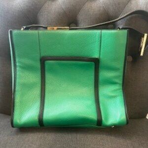 Luana Italy Kelly Green and Black Handbag